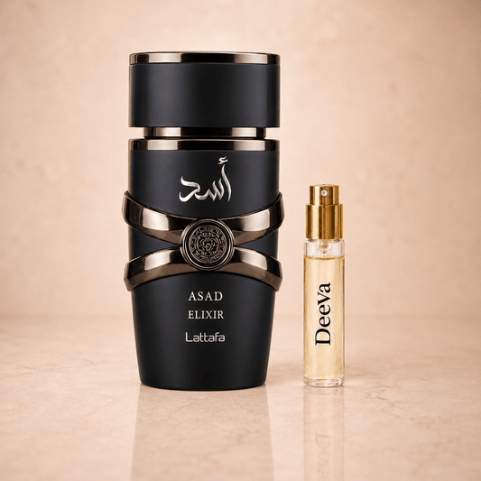 Lattafa Asad Elixir Men EDP mėginukas 5 ml - arabiški KVEPALAI ir rankų darbo PAPUOŠALAI