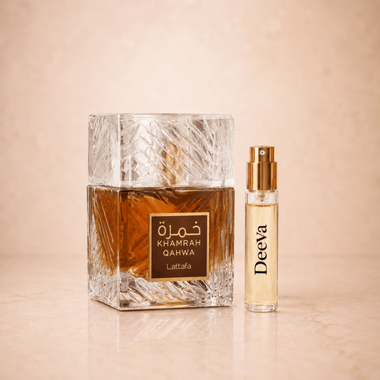 Lattafa Khamrah Qahwa Unisex EDP mėginukas 5 ml - arabiški KVEPALAI ir rankų darbo PAPUOŠALAI